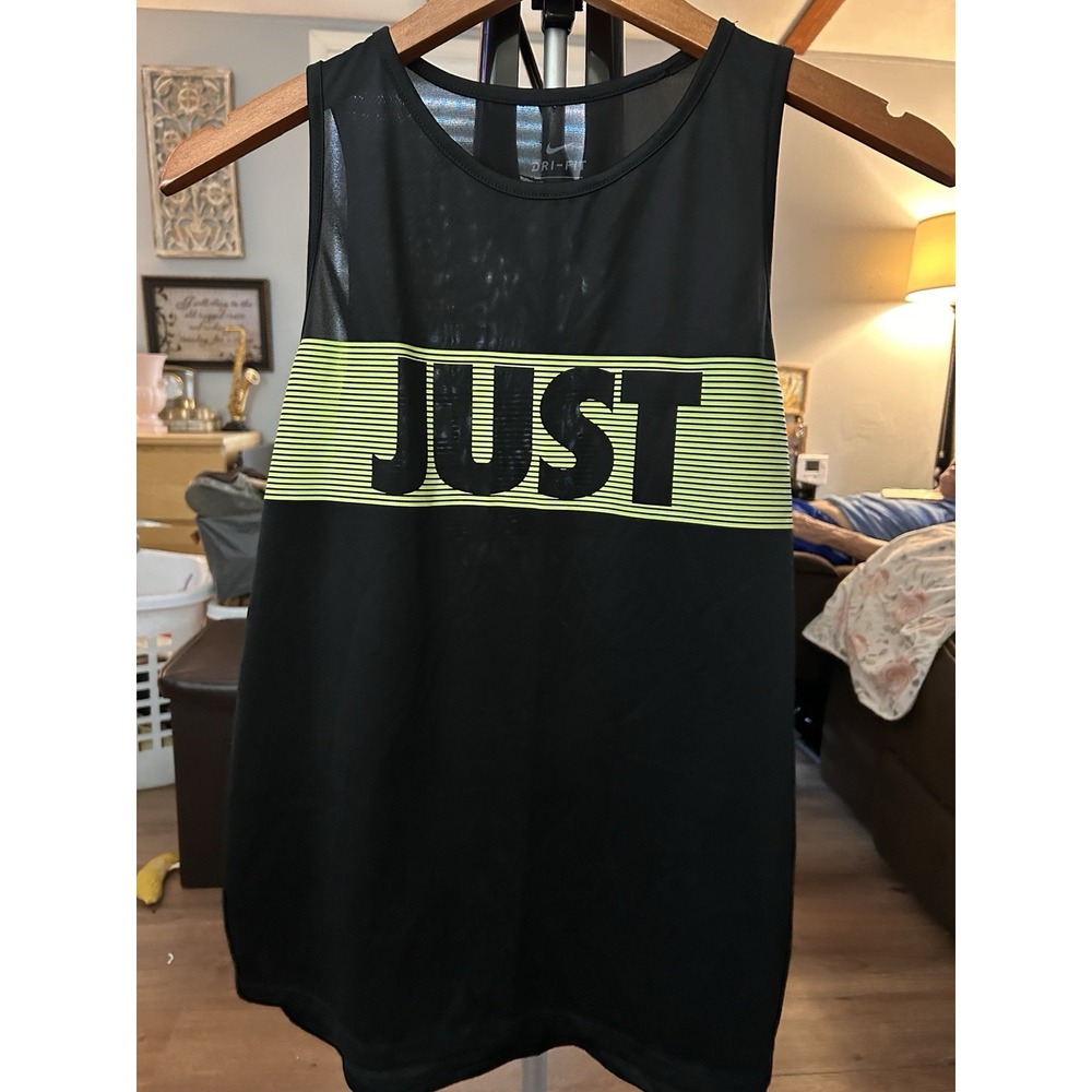 NIKE Neon Green‎ &Black Vest Style Top Large Dri-fit